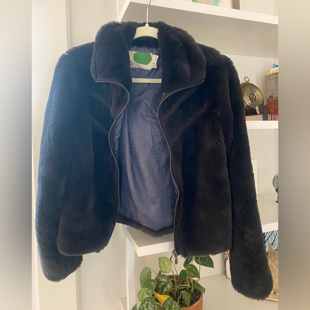 Anthropologie Fur Jacket (Navy blue)